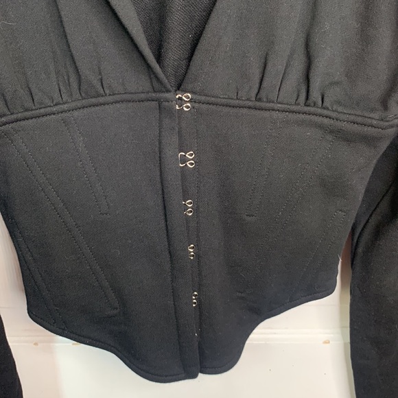 Akira Throw It Back Corseted Goth Black Hoody Punk Top Sweatshirt W-762 Sz S - Picture 3 of 9